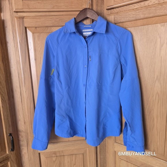 Columbia Large Omni-Shade Women's Blue Long Sleeve Fishing Outdoor Vented Shirt - Picture 1 of 14